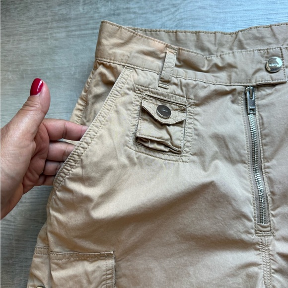 GANNI Twill Camel Cargo Pants Drawstring Hem High Rise Sz 34/US2 Organic Cotton - Picture 7 of 16